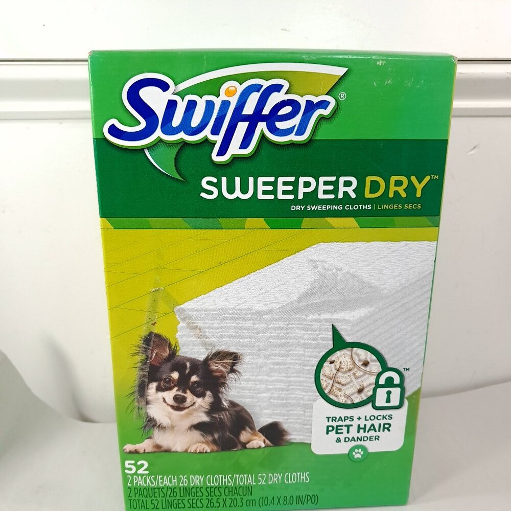 NEW Swiffer Sweeper Dry PET Sweeping Cloths Refills 52 count hair & dander